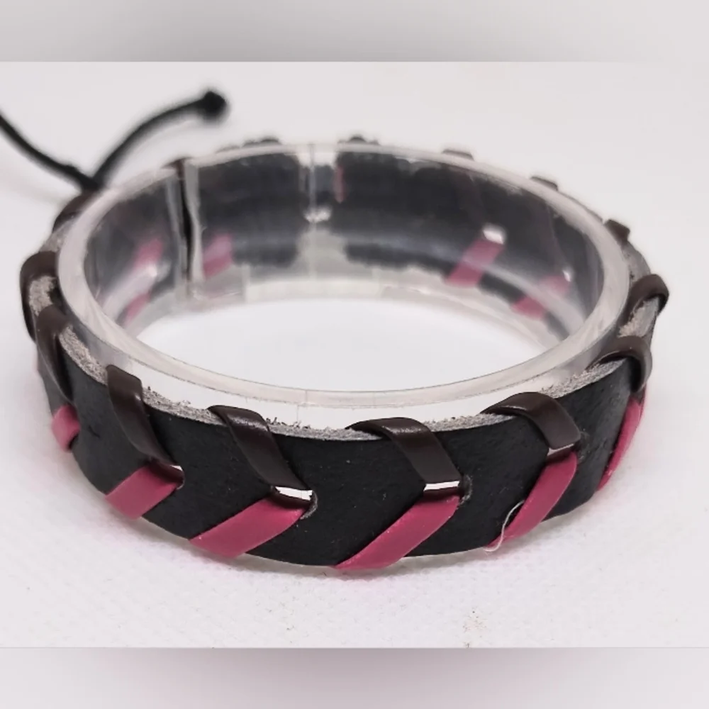 Men's Bracelet Leather Braided Black New‎ f93